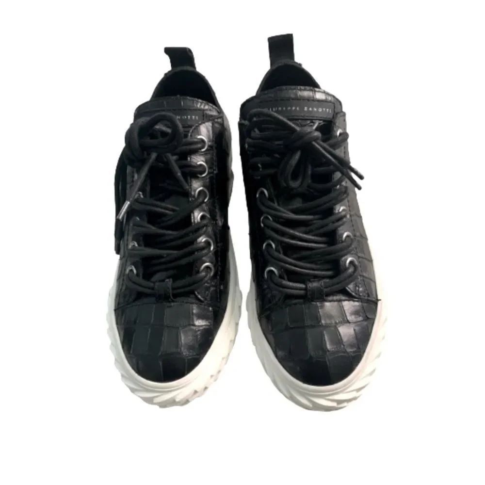Authentic Giuseppe Zanotti mens blabber croc embossed leather low top sneakers